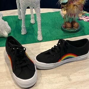 Vans Black Sneakers with Rainbow Design